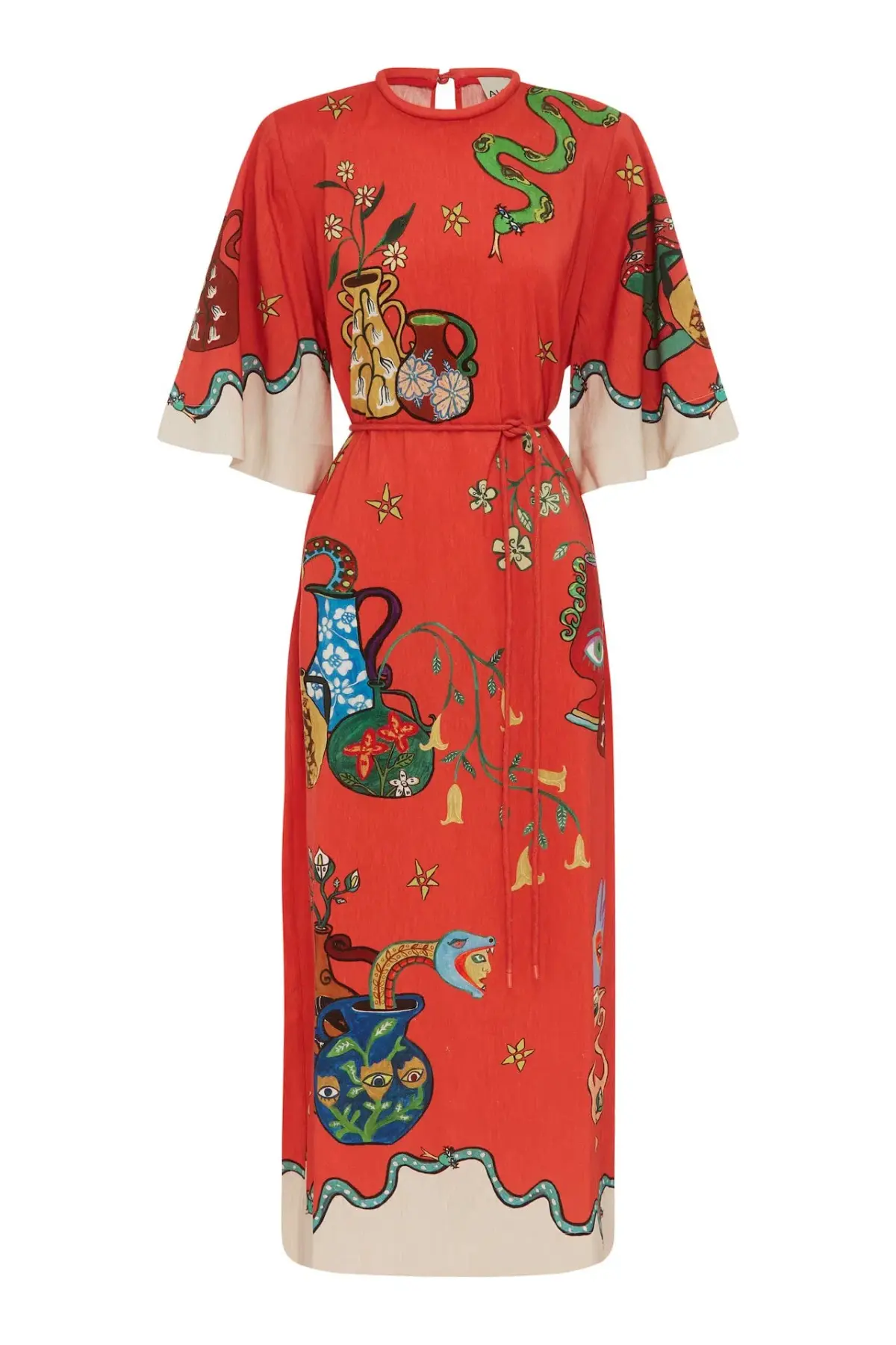 Alemais Rose Midi Tee Dress Red Multi Size 10 - Image 4