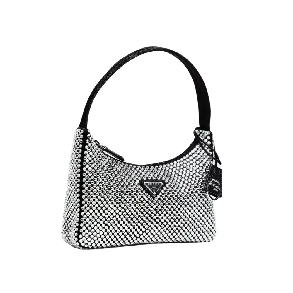 Prada Satin Crystal Mini Bag Black  - Image 2