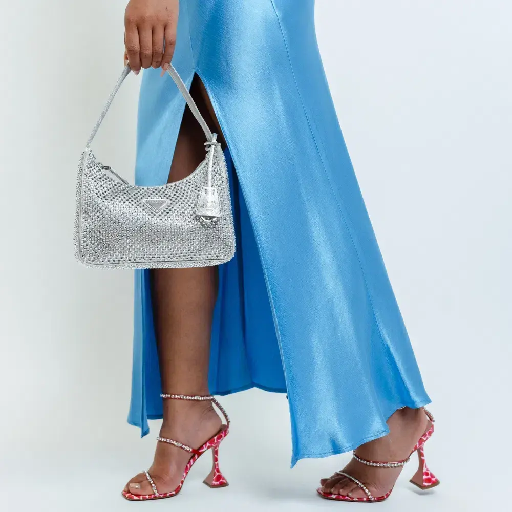 Prada Satin Crystal Mini Bag Silver  - Image 3