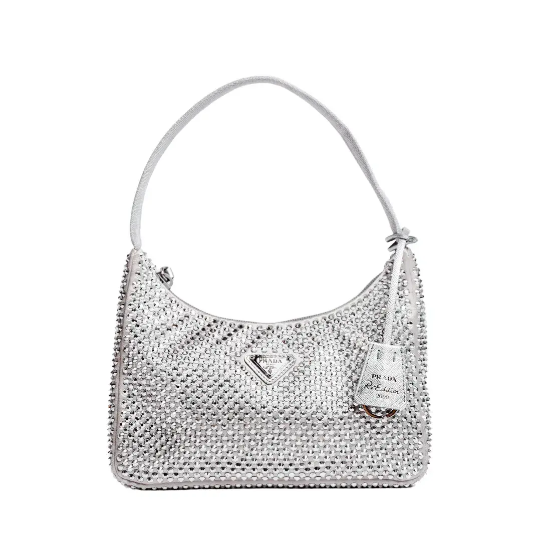 Prada Satin Crystal Mini Bag Silver  - Image 1