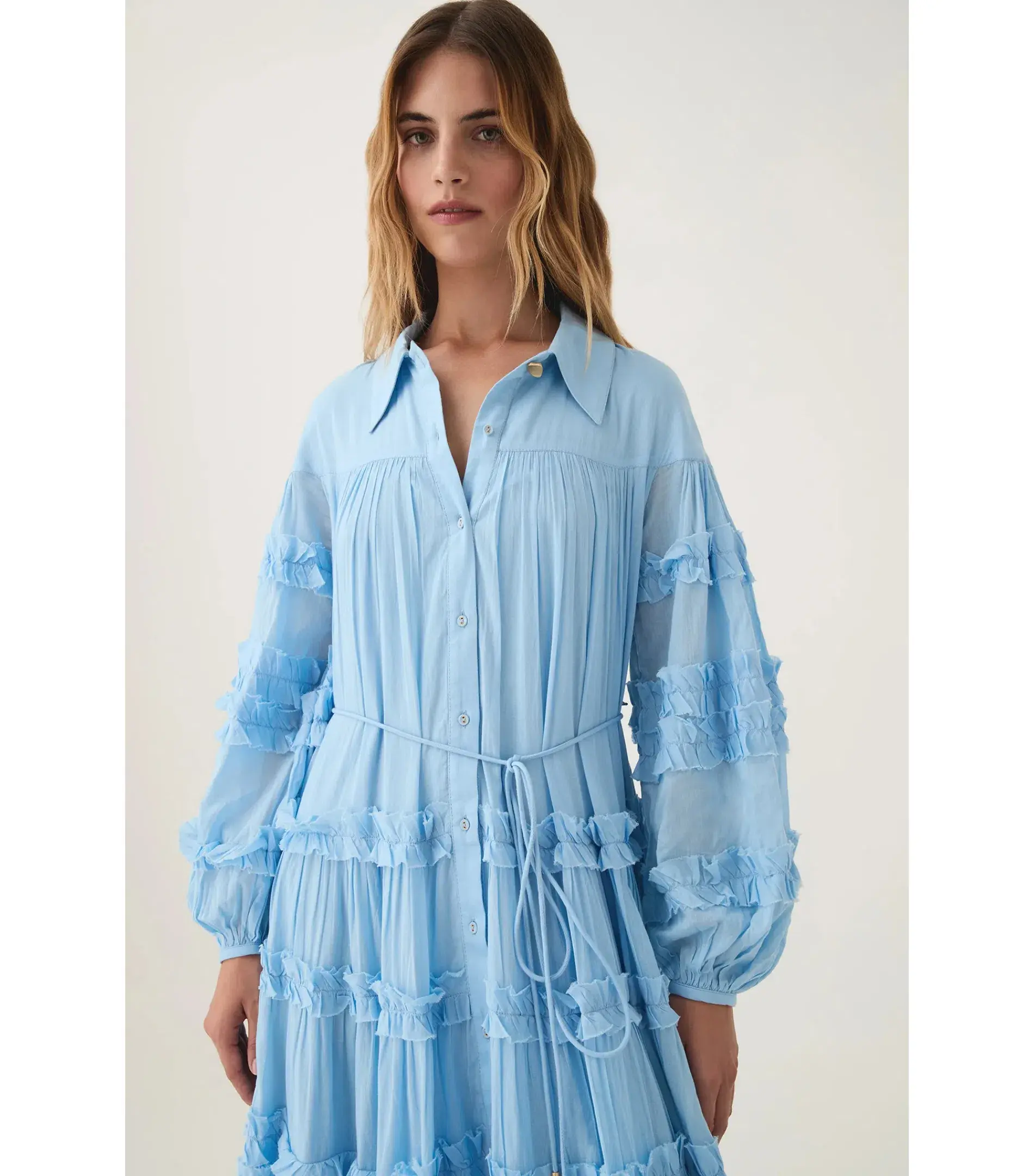 Aje Pastiche Tiered Maxi Dress Powder Blue Size AU 6 - Image 2