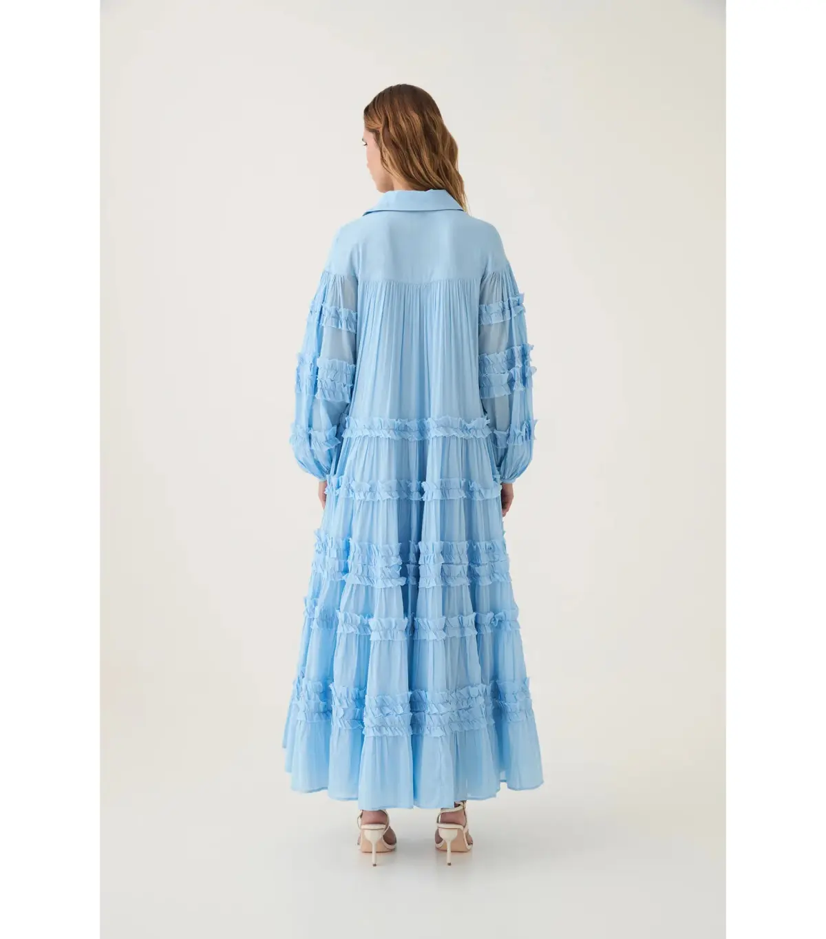 Aje Pastiche Tiered Maxi Dress Powder Blue Size AU 6 - Image 4