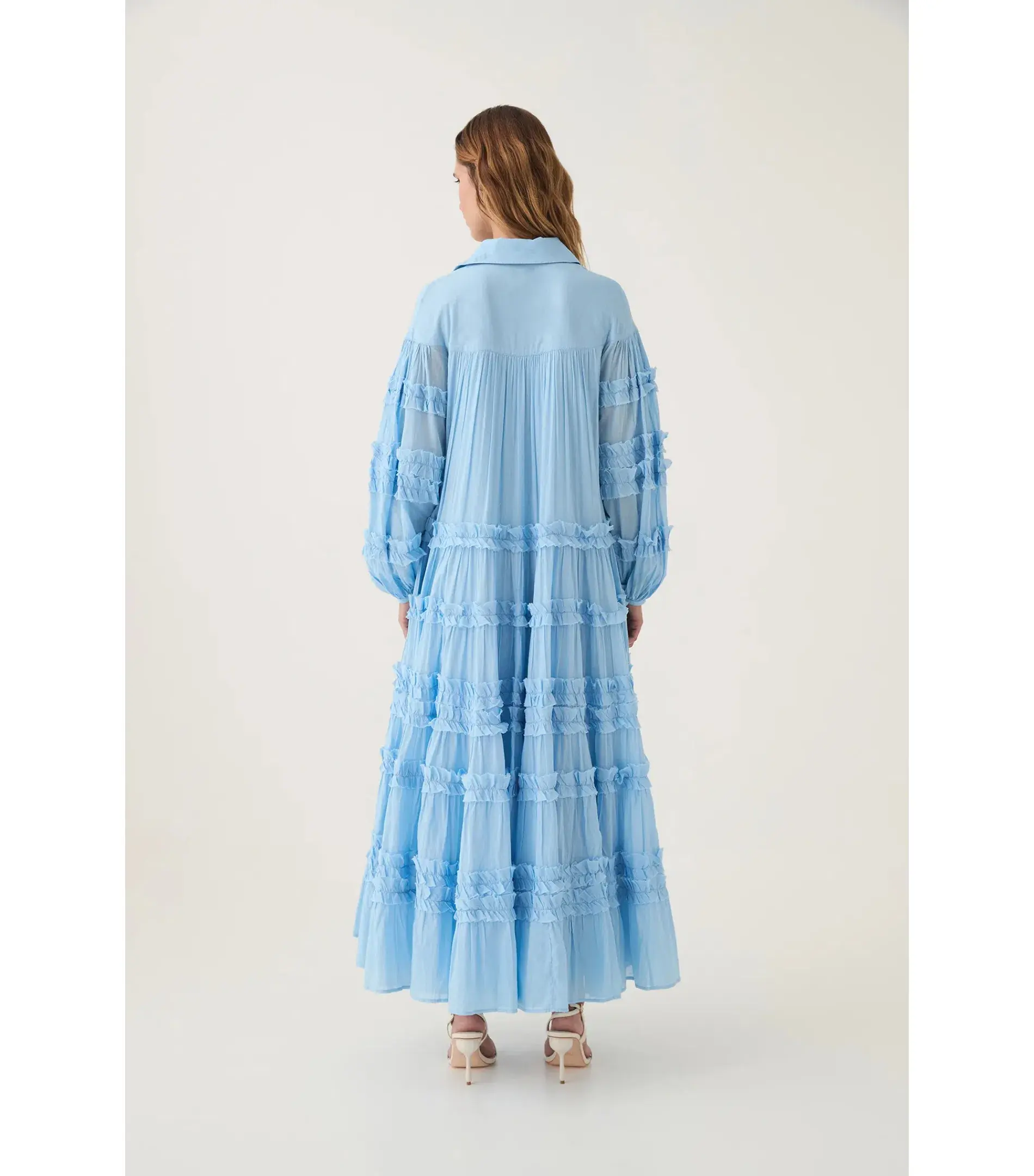 Aje Pastiche Tiered Maxi Dress Powder Blue Size AU 6 - Image 4