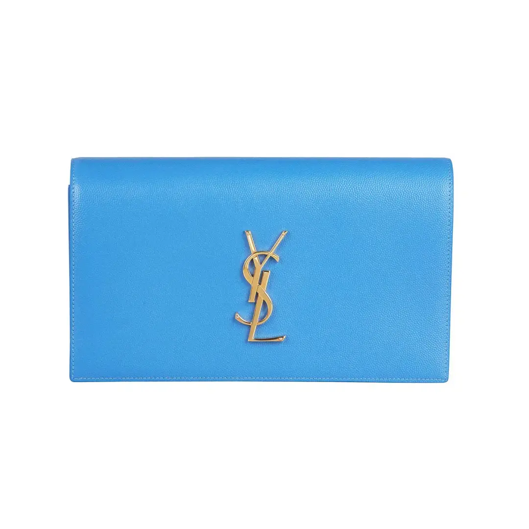 Saint Laurent Classic Kate Monogram Clutch Sky Blue  for rent on The Volte - main image