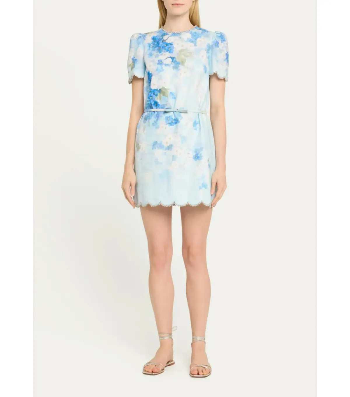 Zimmermann Crush Scalloped Shift Dress in Blue Floral Size 1 / AU 10 - Image 1
