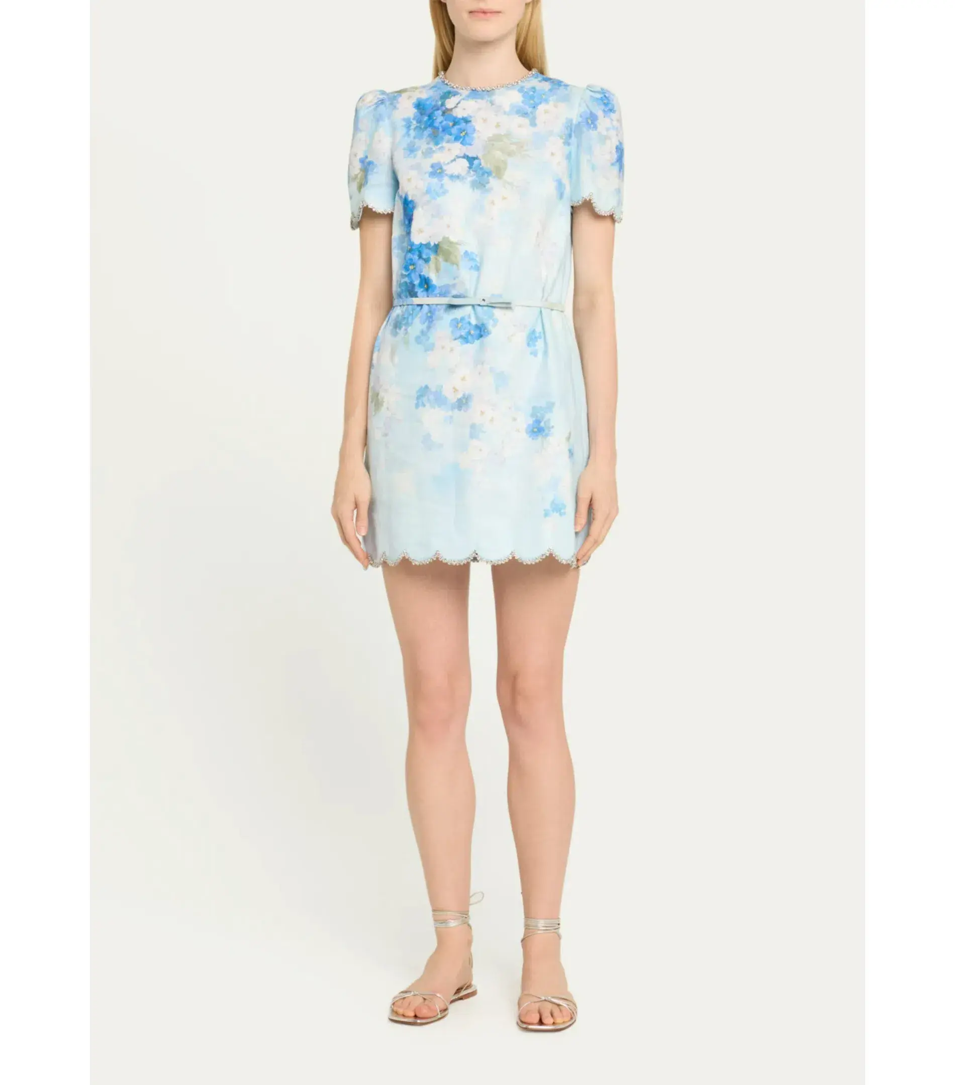 Zimmermann Crush Scalloped Shift Dress in Blue Floral Size 1 / AU 10 - Image 1