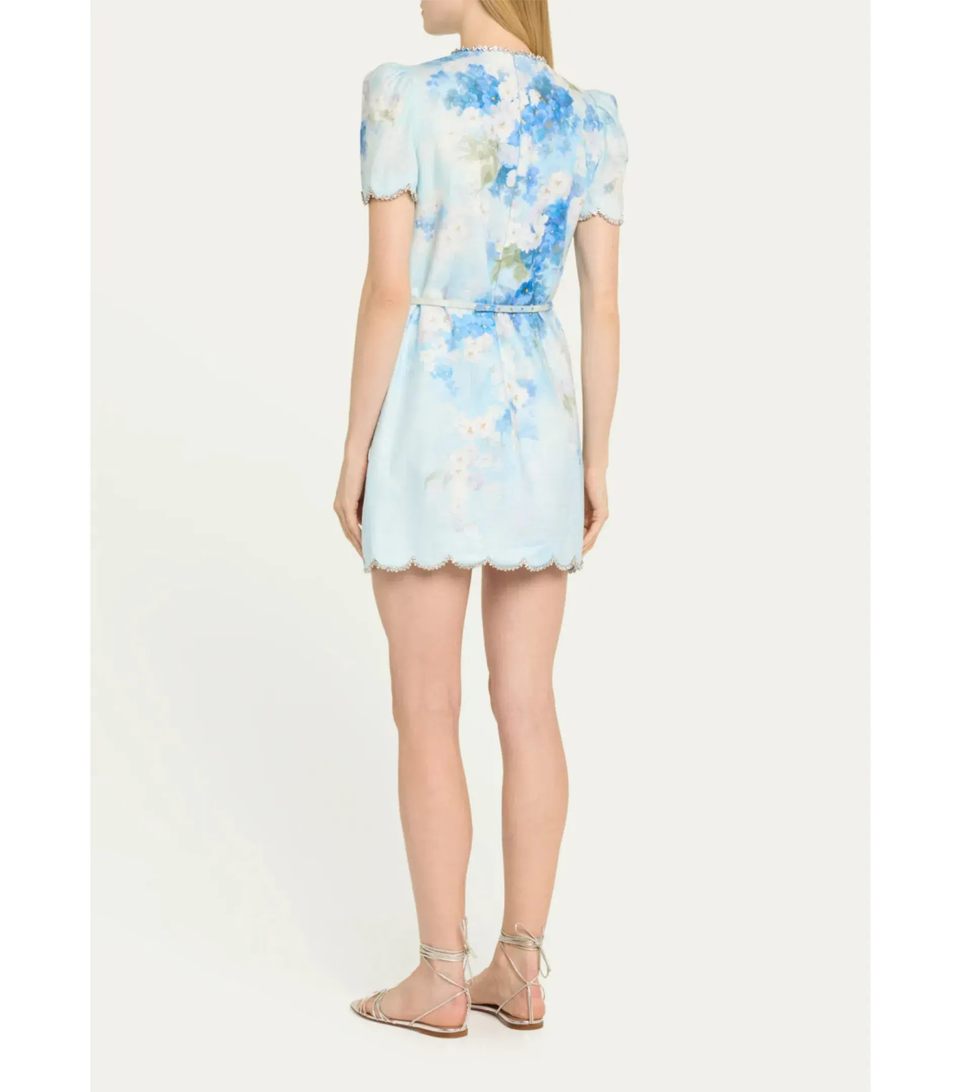 Zimmermann Crush Scalloped Shift Dress in Blue Floral Size 1 / AU 10 - Image 2