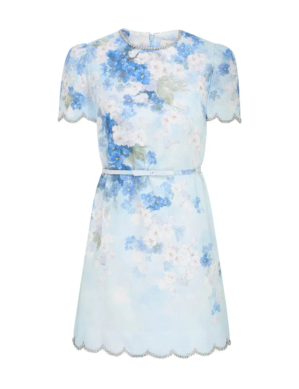 Zimmermann Crush Scalloped Shift Dress in Blue Floral Size 1 / AU 10 - Image 3