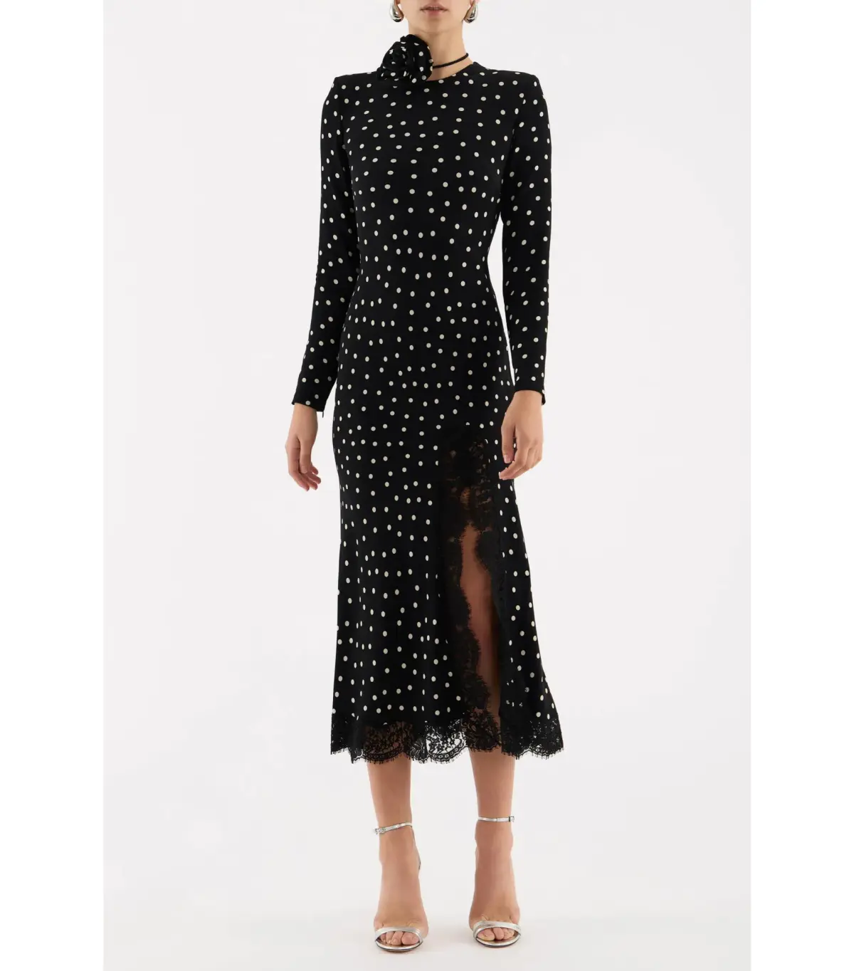 Rebecca Vallance Celyn Polka Dot Midi Dress Black Size AU 12 - Image 1