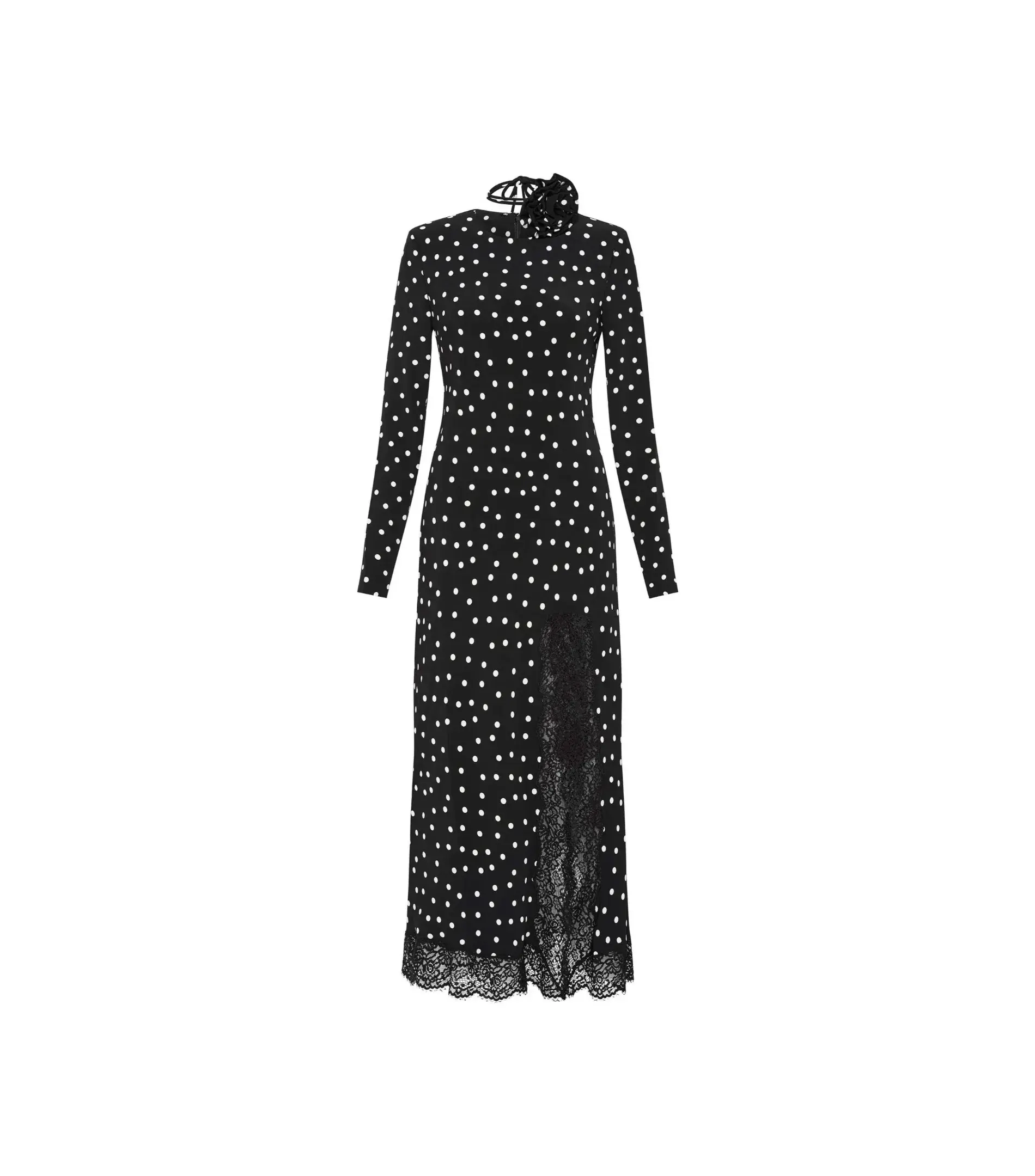 Rebecca Vallance Celyn Polka Dot Midi Dress Black Size AU 12 - Image 5