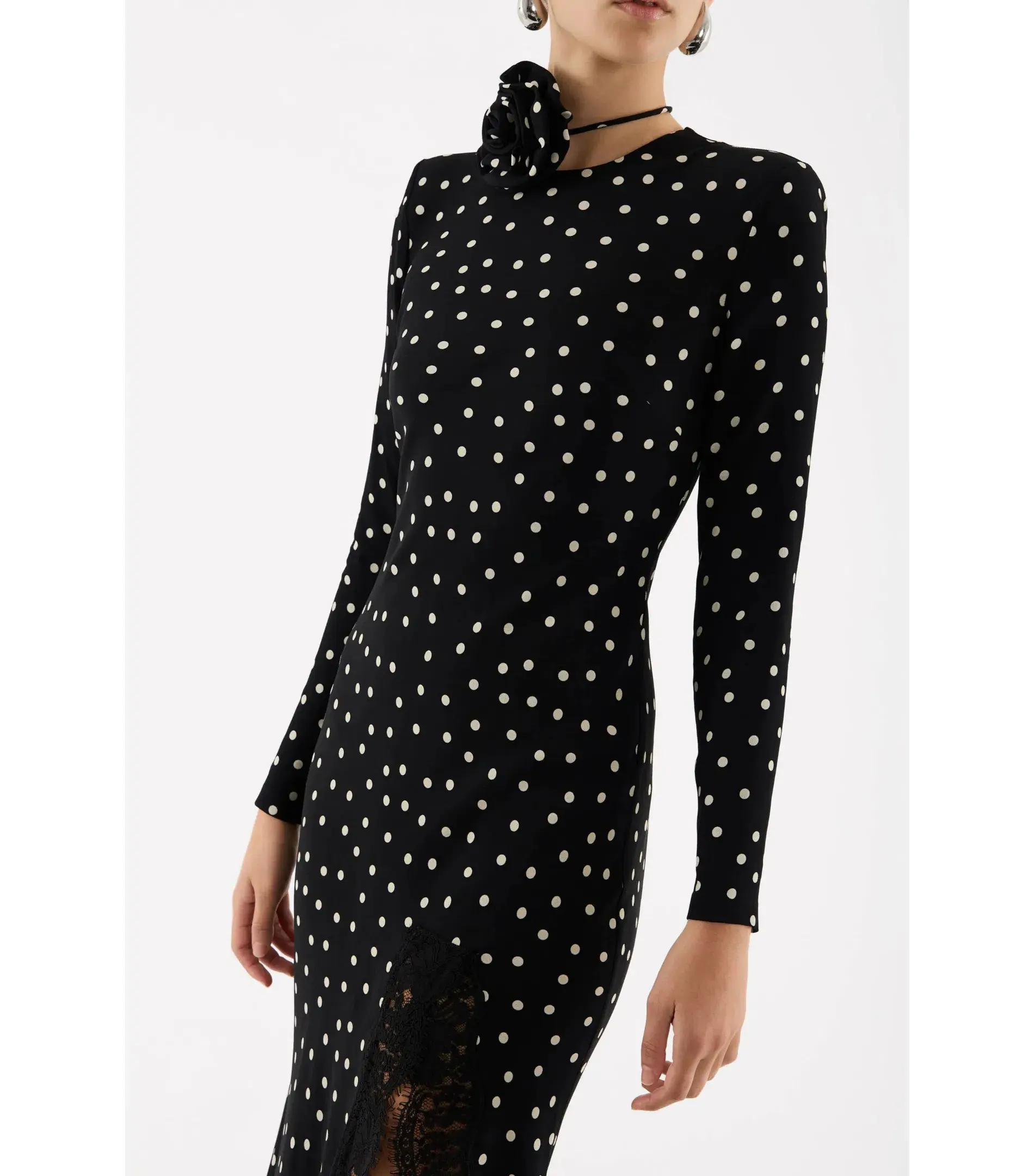 Rebecca Vallance Celyn Polka Dot Midi Dress Black Size AU 12 - Image 2