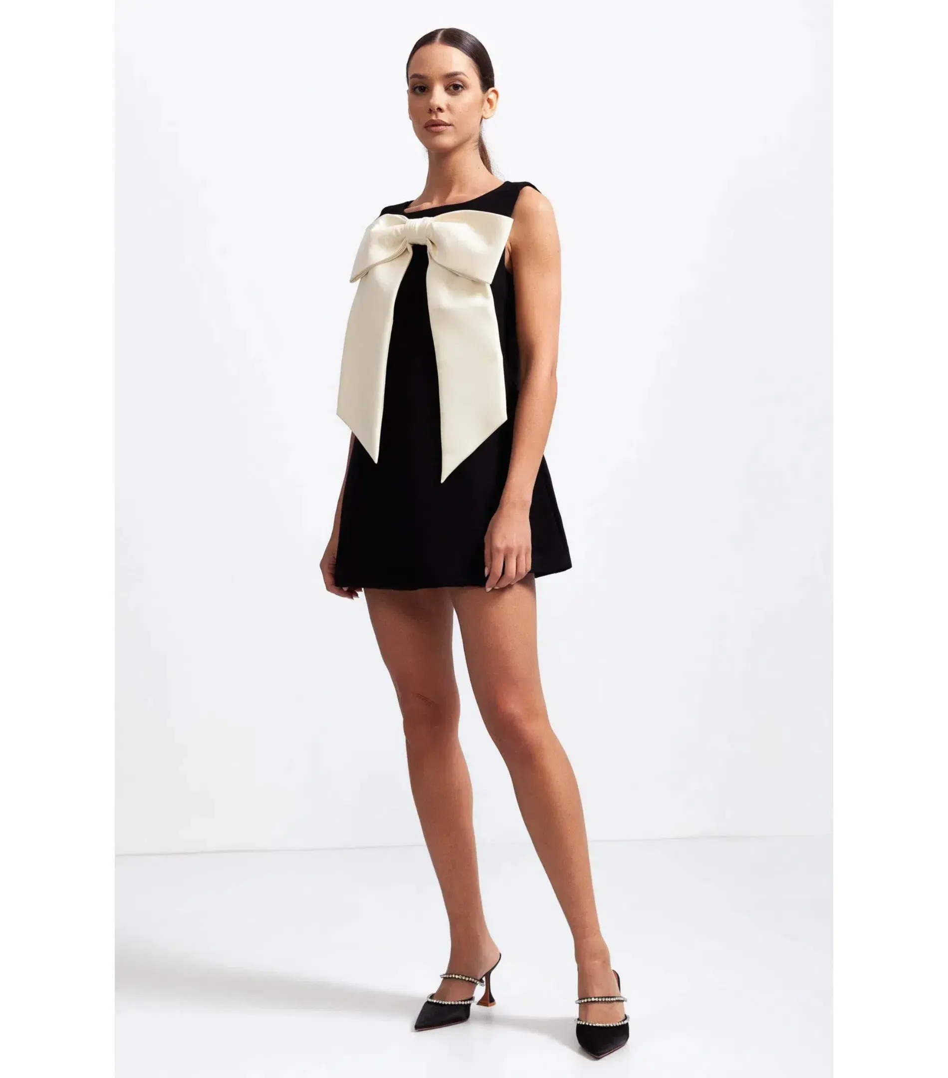Sierra Darien Sleeveless Massive Ribbon Mini Dress in Black Size AU 8 - Image 2