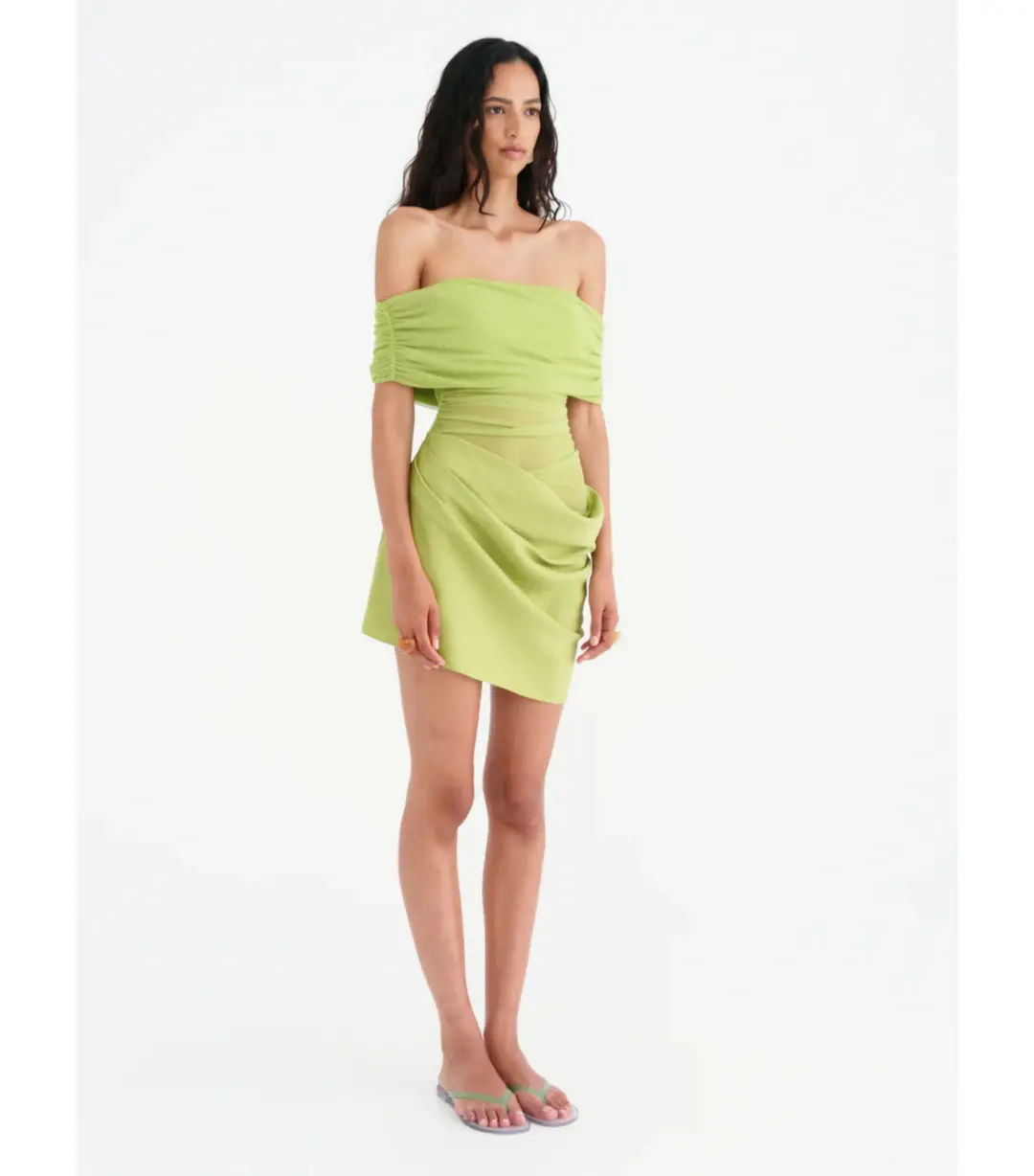Benni Nico Off Shoulder Mini Dress in Apple Size AU 10 for rent on The Volte - main image