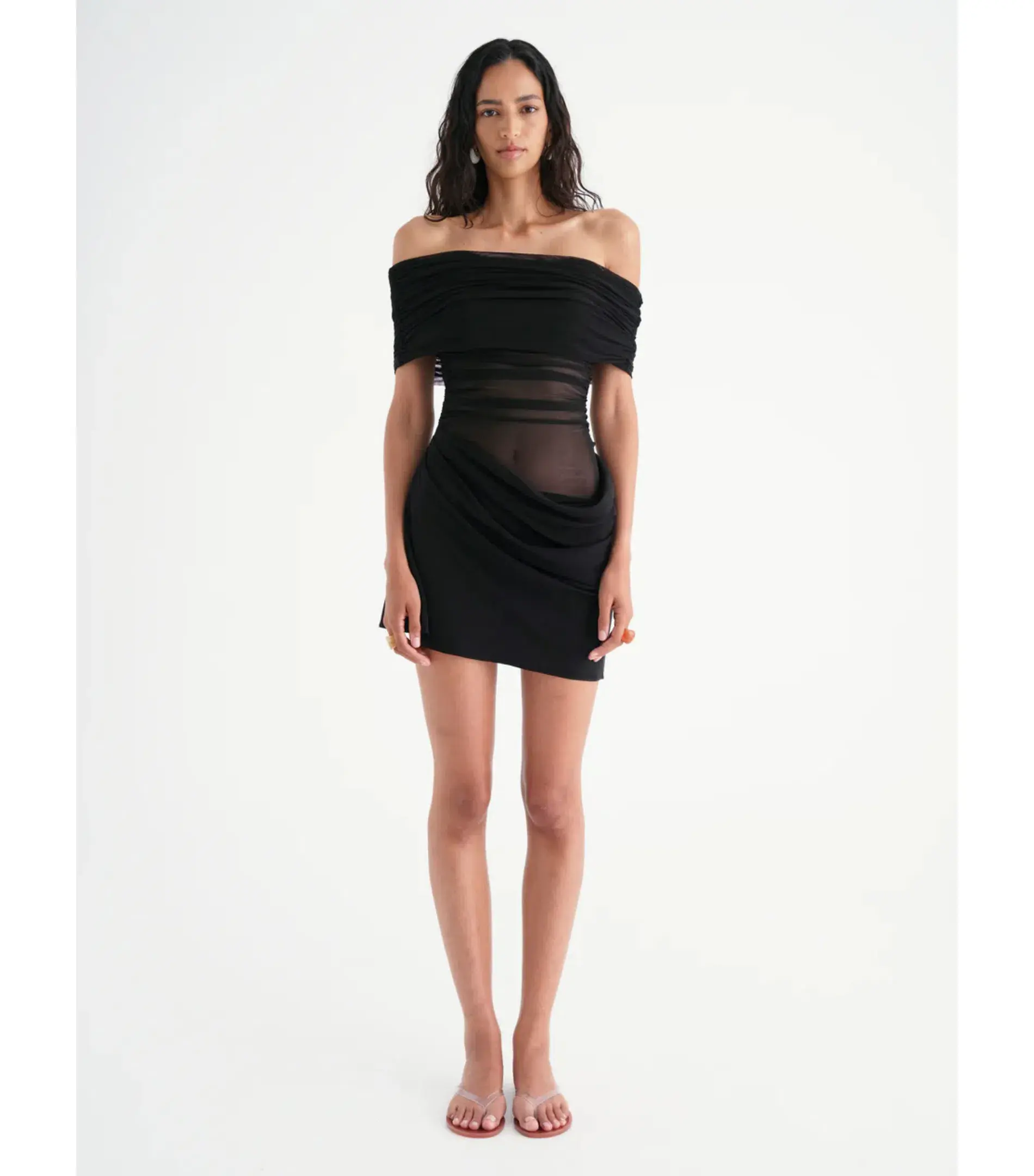 Benni Nico Off Shoulder Mini Dress in Black Size AU 10 - Image 1