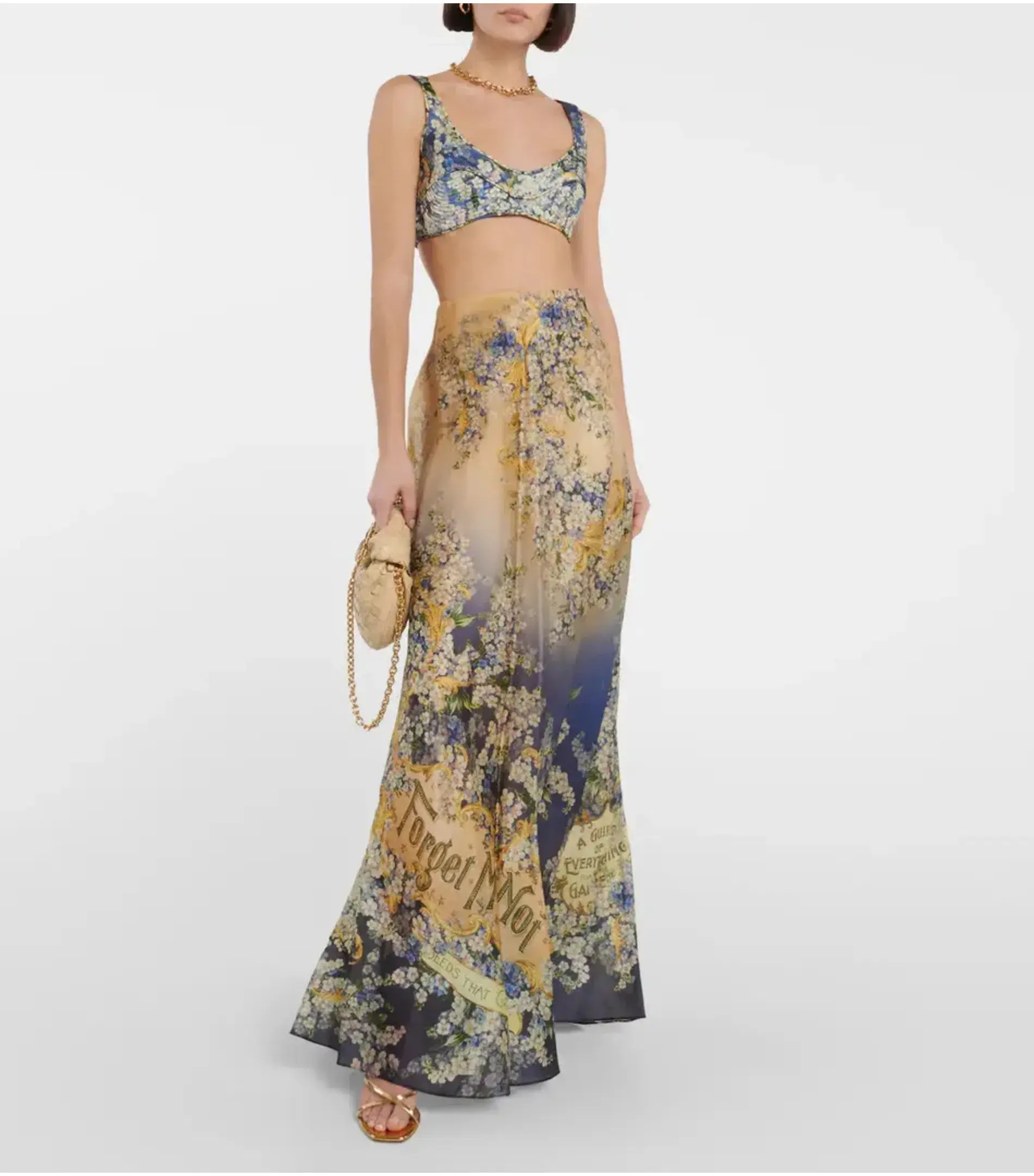 Zimmermann Tama Bralette Size 2 / AU 10 and Bias Flare Skirt Size 0 / AU 6 Set Forget Me Knots  - Image 2