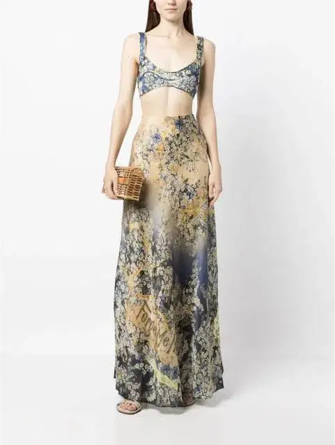 Zimmermann Tama Bralette Size 2 / AU 10 and Bias Flare Skirt Size 0 / AU 6 Set Forget Me Knots  - Image 1
