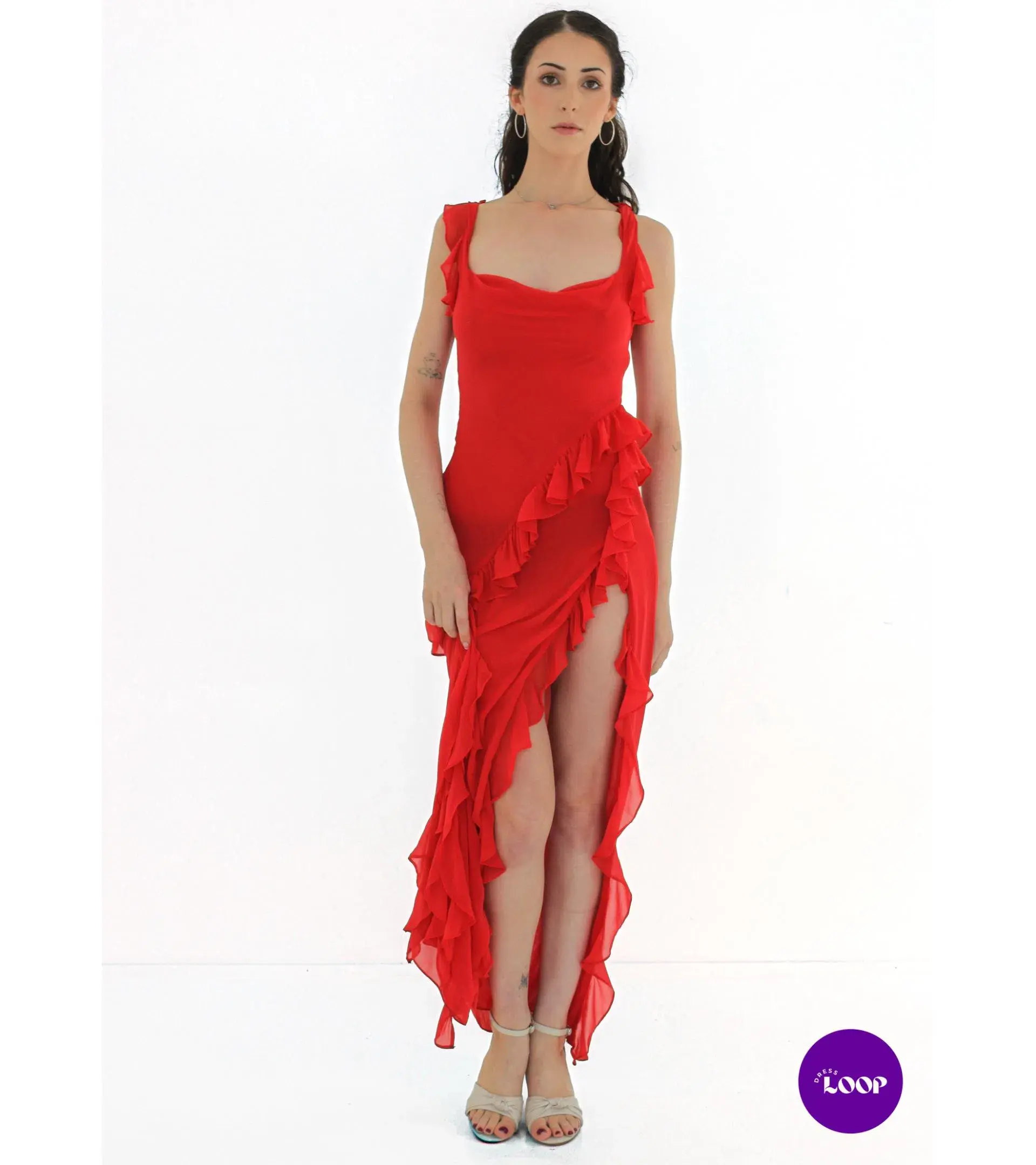 HOUSE OF CB  Ariela Cherry Ruffle Maxi Dress Size S - Image 3