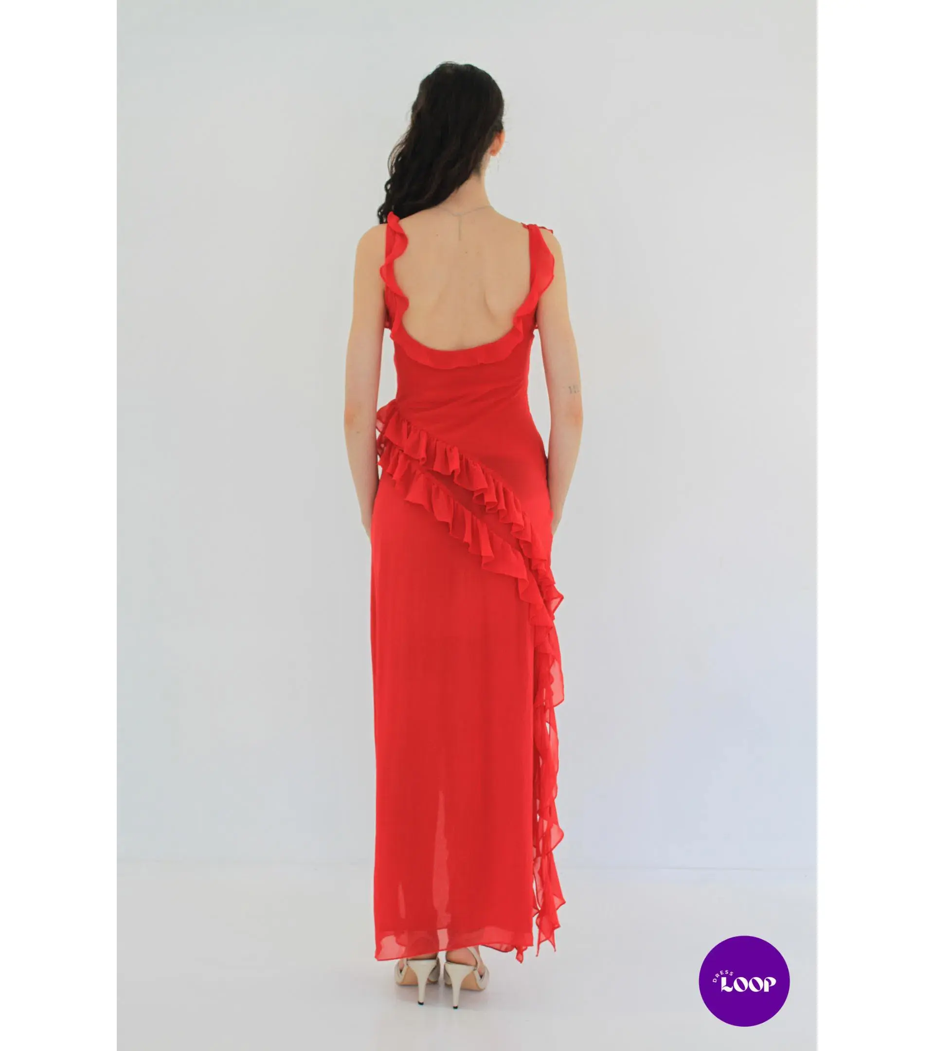 HOUSE OF CB  Ariela Cherry Ruffle Maxi Dress Size S - Image 5