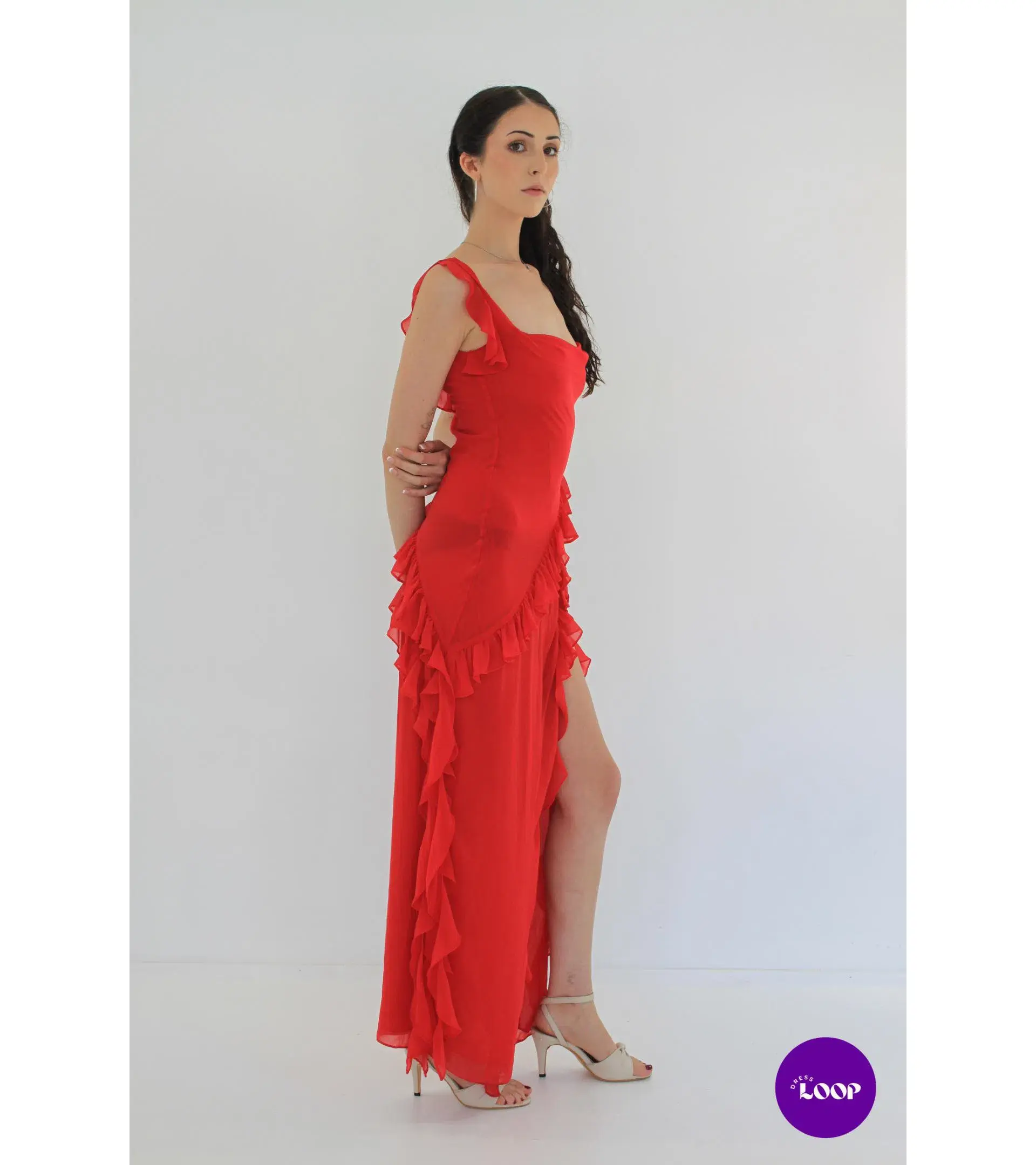 HOUSE OF CB  Ariela Cherry Ruffle Maxi Dress Size S - Image 4
