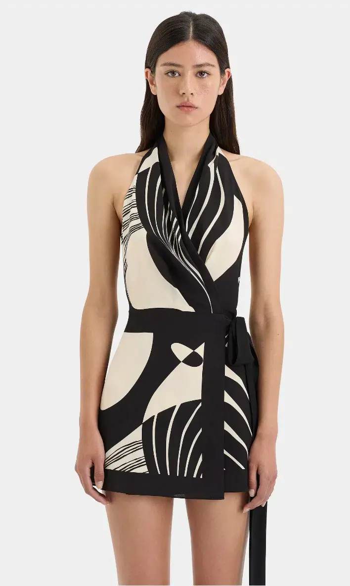 Realisme Wrap Halter Mini Dress - size 1 - Image 4
