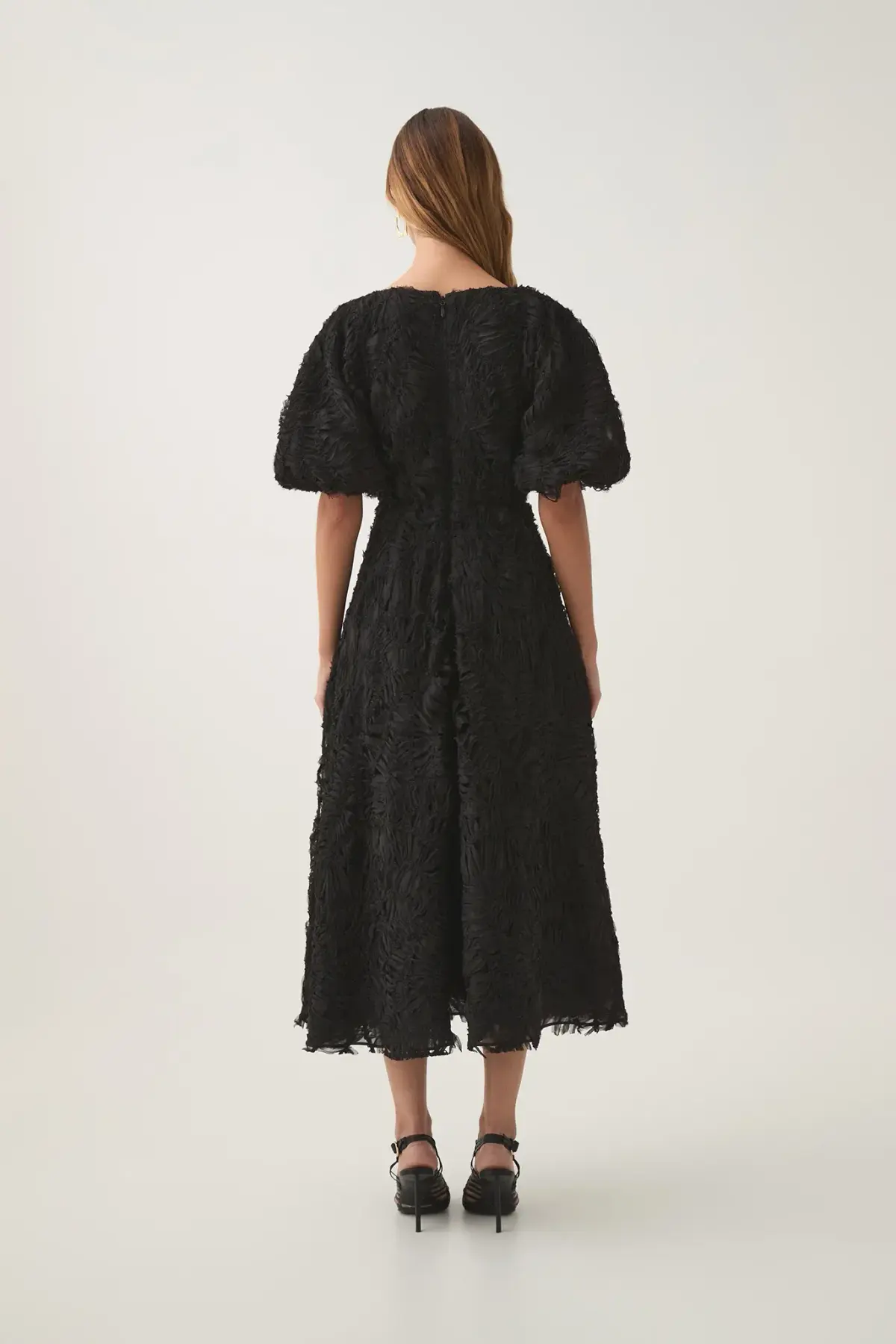 Aje Florential Textured Midi Dress Black Size 14 - Image 4