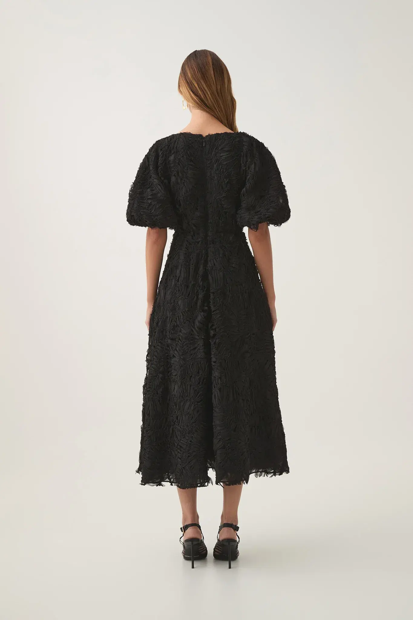 Aje Florential Textured Midi Dress Black Size 14 - Image 4