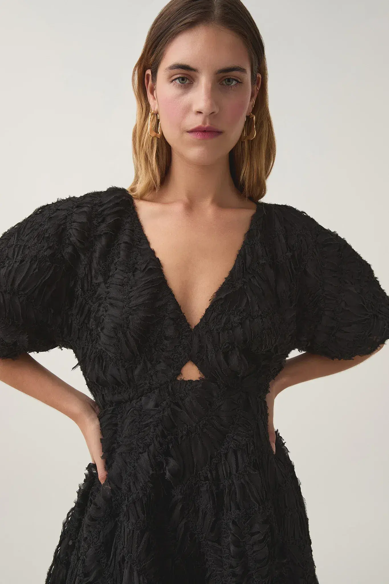 Aje Florential Textured Midi Dress Black Size 14 - Image 2
