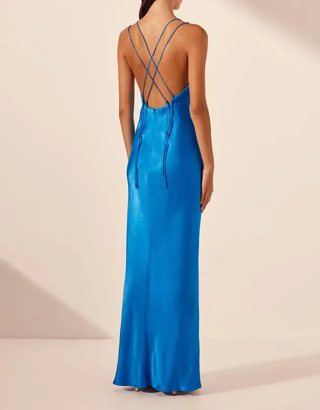 Shona Joy Nora Double Strap Maxi Dress Aqua - Image 3