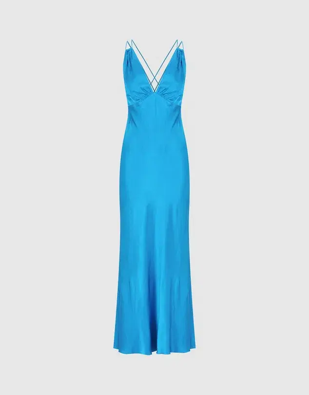Shona Joy Nora Double Strap Maxi Dress Aqua - Image 6