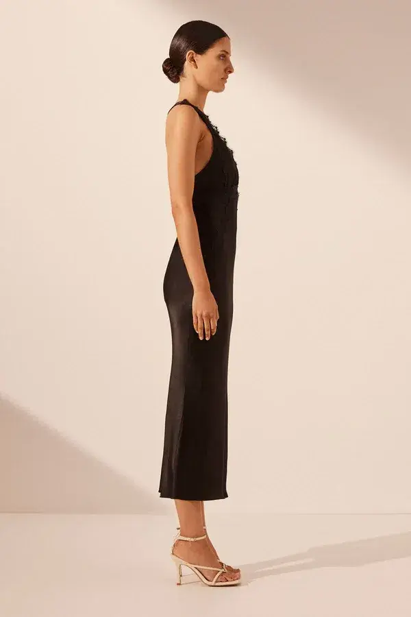 Shona Joy Camille Lace Cross Back Midi Dress Black Size 6 - Image 4