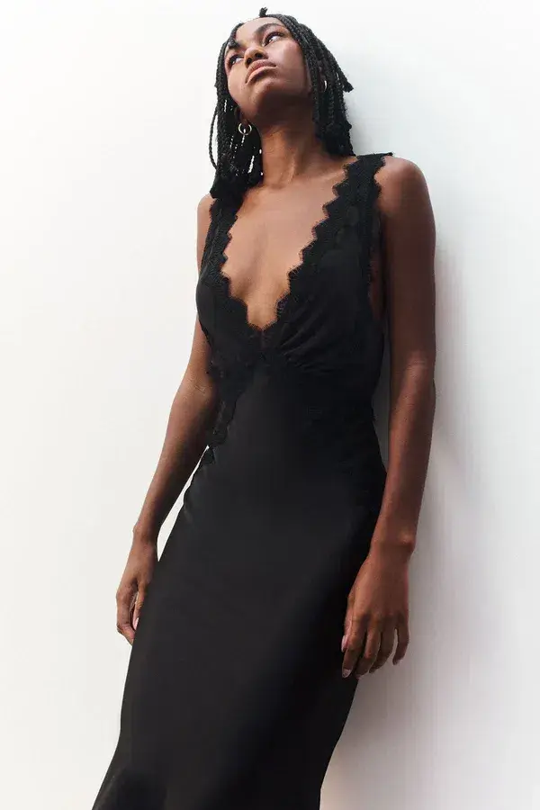Shona Joy Camille Lace Cross Back Midi Dress Black Size 6 - Image 5
