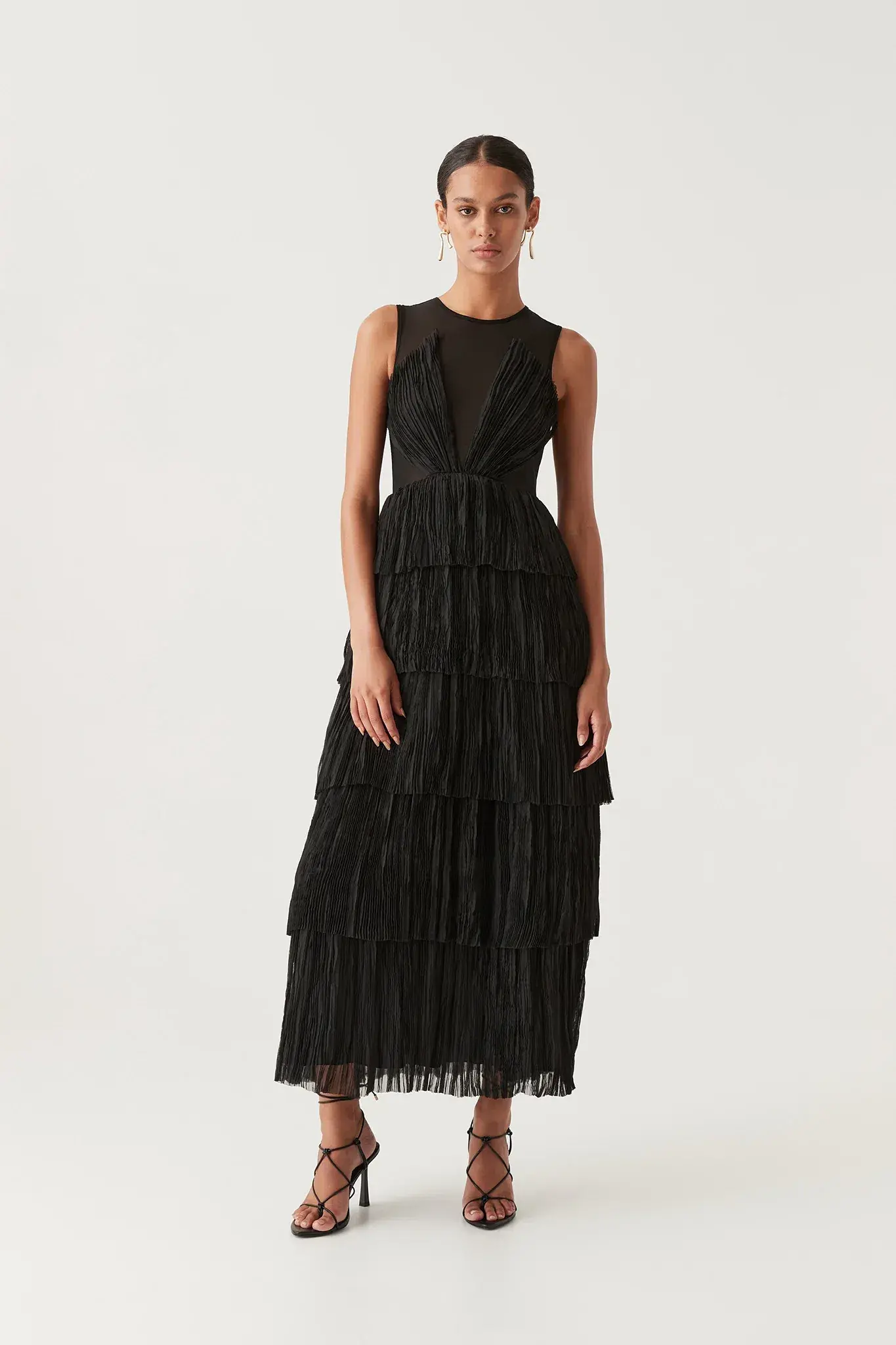 Aje Escapist Black Tiered Maxi Dress Size 10 - Image 1