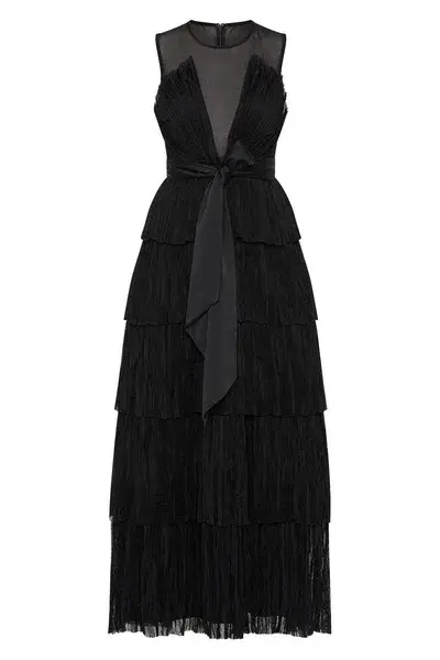 Aje Escapist Black Tiered Maxi Dress Size 10 - Image 5