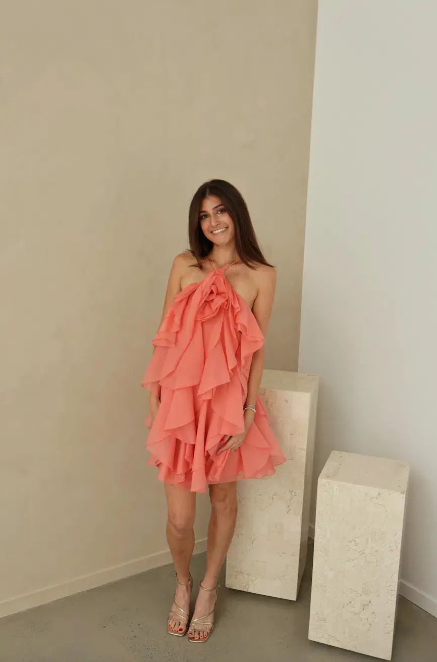 Aje Pandorea Layered Mini Dress Coral Size AU 8  - Image 1