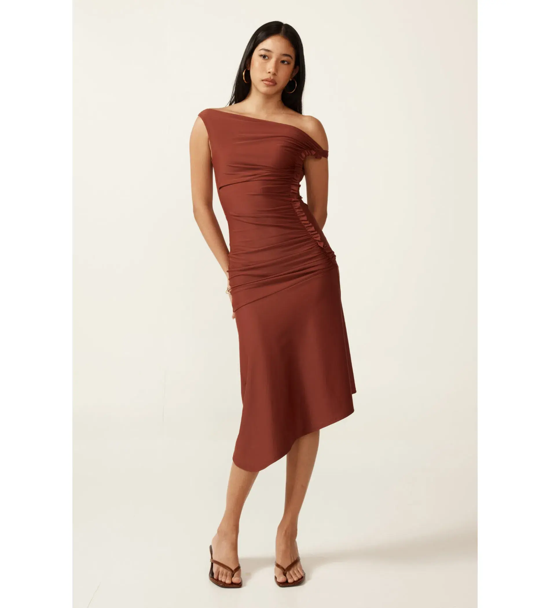 Ance Gria Jean Midi Dress In Brown Size 8 - Image 1