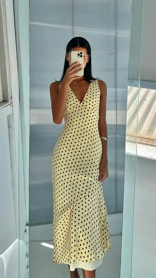 Ownley Tulip Midi Dress Butter Spots Size 8 - Image 4