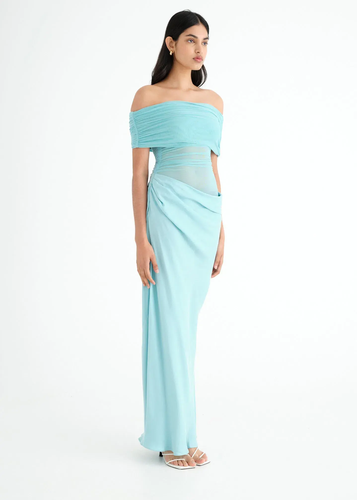 Benni Nico Off The Shoulder Maxi Dress in Aquamarine Size 6 - Image 2