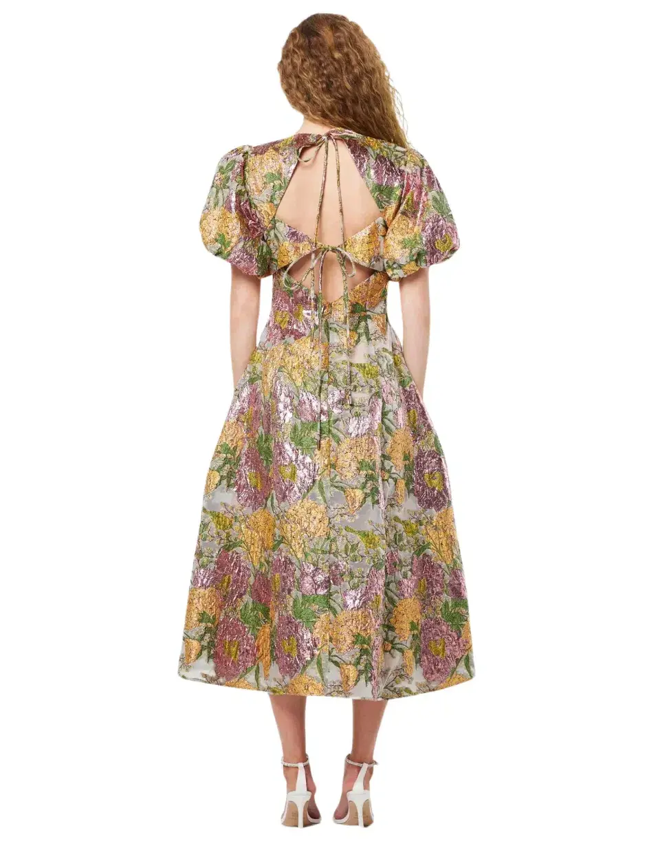 Elliatt Darlene Midi Dress Metallic Floral Size L / AU 12 for rent on The Volte - main image