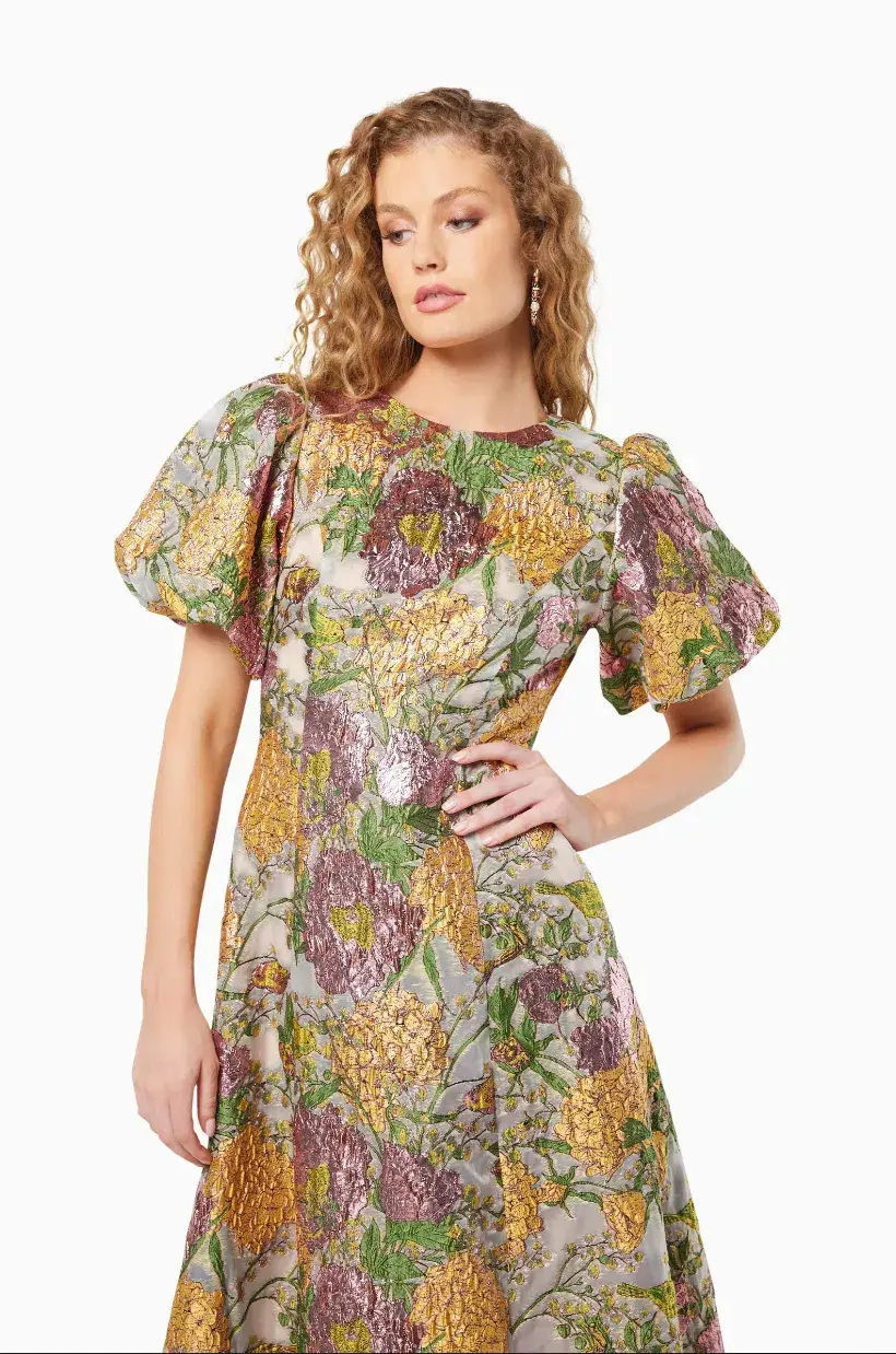 Elliatt Darlene Midi Dress Metallic Floral Size L / AU 12 for rent on The Volte - main image