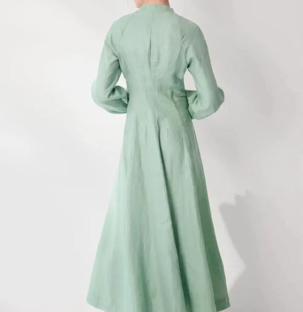 Morrison Tilly Linen Midi Dress in Sea Green Size 3 (AU 12) - Image 3
