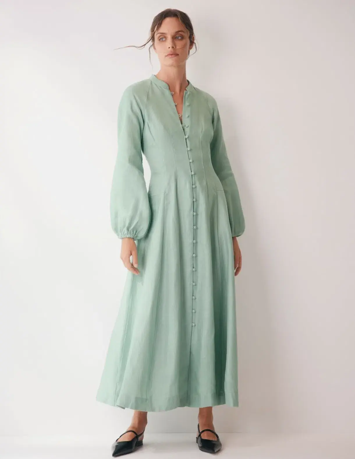 Morrison Tilly Linen Midi Dress in Sea Green Size 3 (AU 12) - Image 1