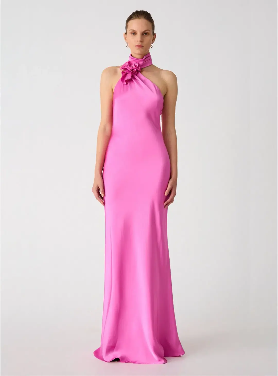 Misha Teresa Satin Gown Pink/Purple Rose Size 8/S for rent on The Volte - main image