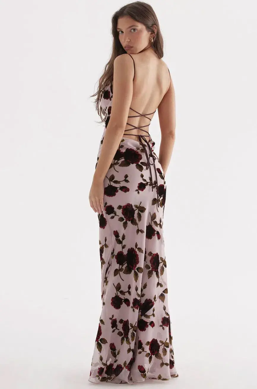 House of CB Serena Maxi Dress Pink Devore Size S / AU 8 - Image 3