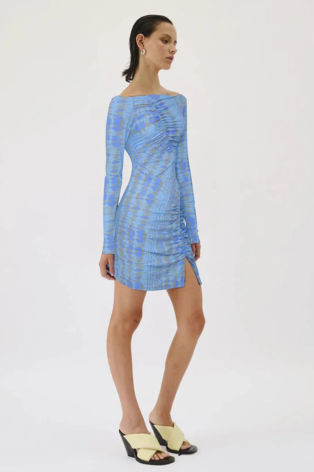 Suboo Claudia Long Sleeved Mini Dress Ice Blue Texture Size 8 - Image 2