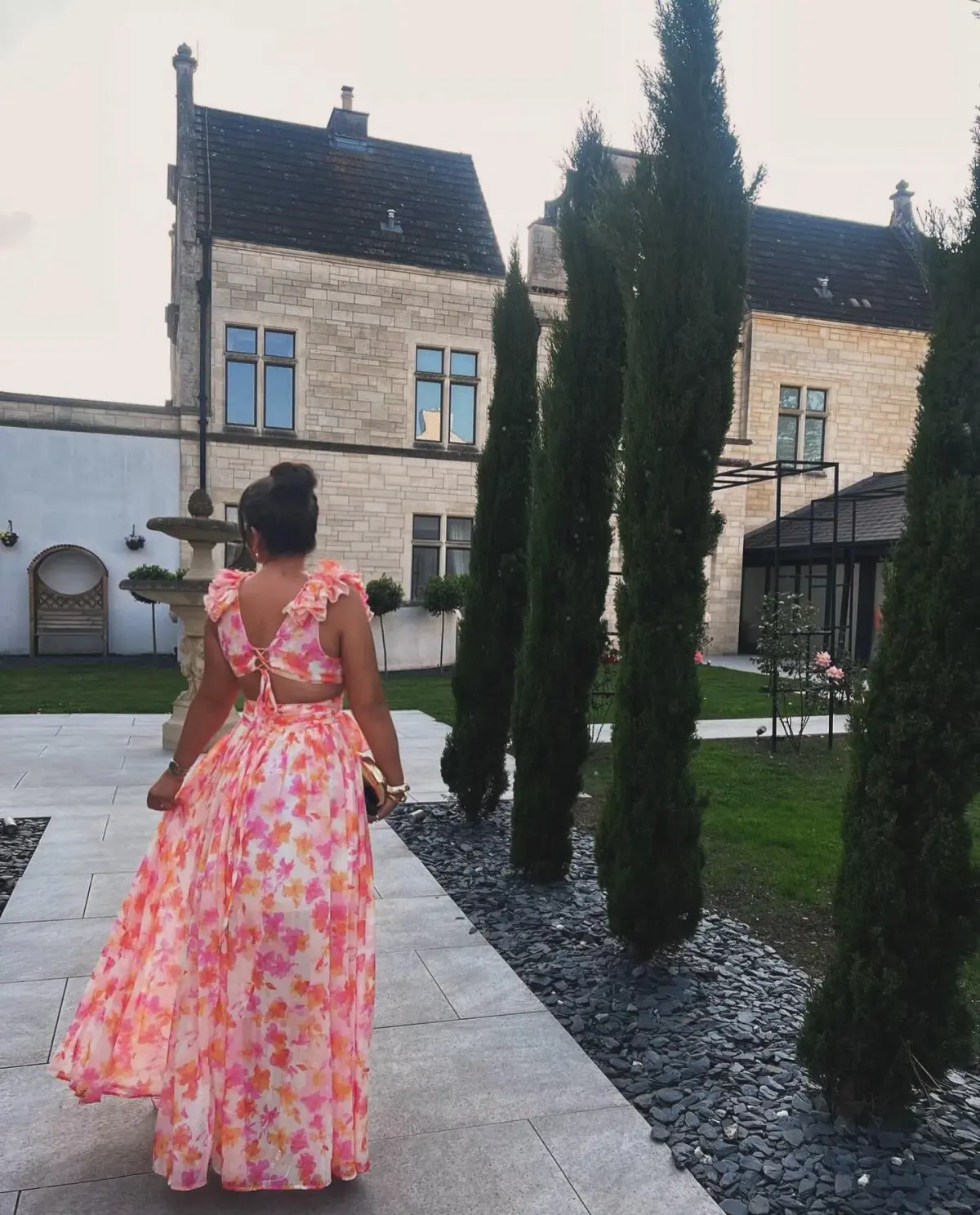 Anne Louise Boutique Clementine Maxi Dress Orange Fuchsia Floral Size 12 - Image 2