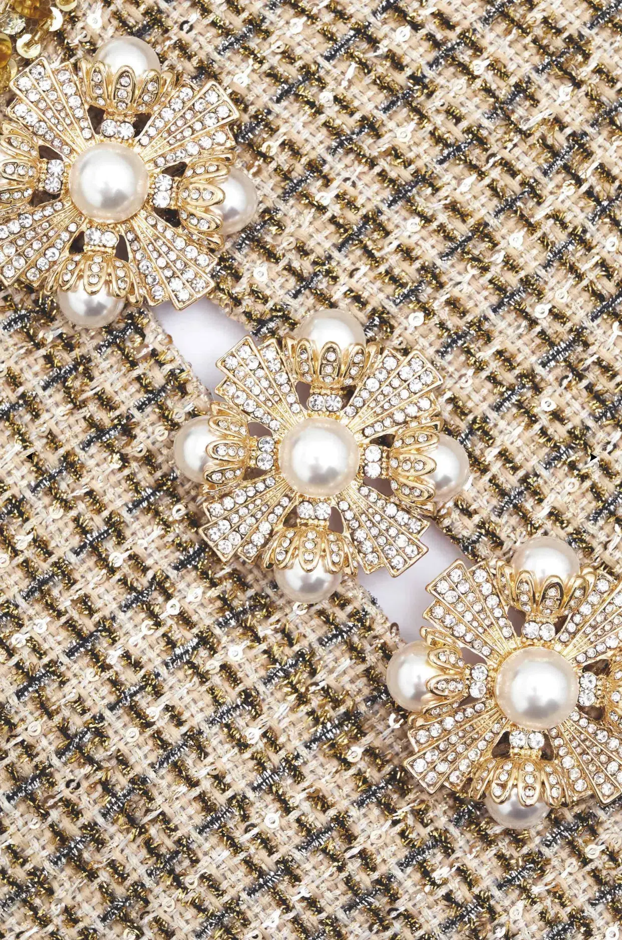 Self-Portrait Boucle Embellished Mini Dress Gold Size AU 10 - Image 7