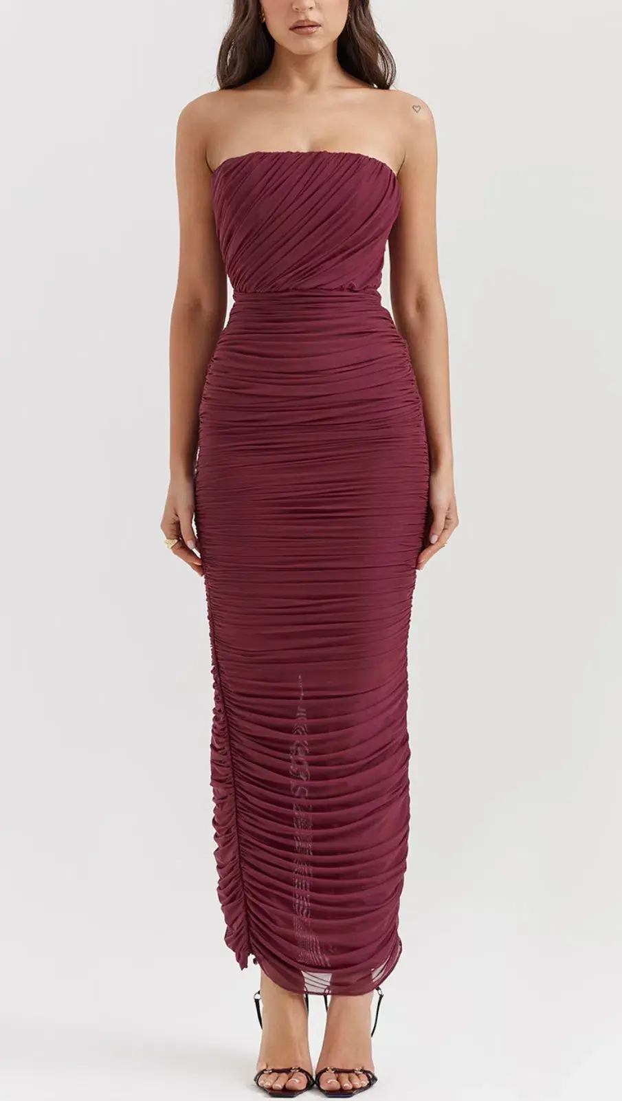 House of CB Sapphire Strapless Gathered Maxi Dress Wine Size XS / AU 6 for rent on The Volte - main image