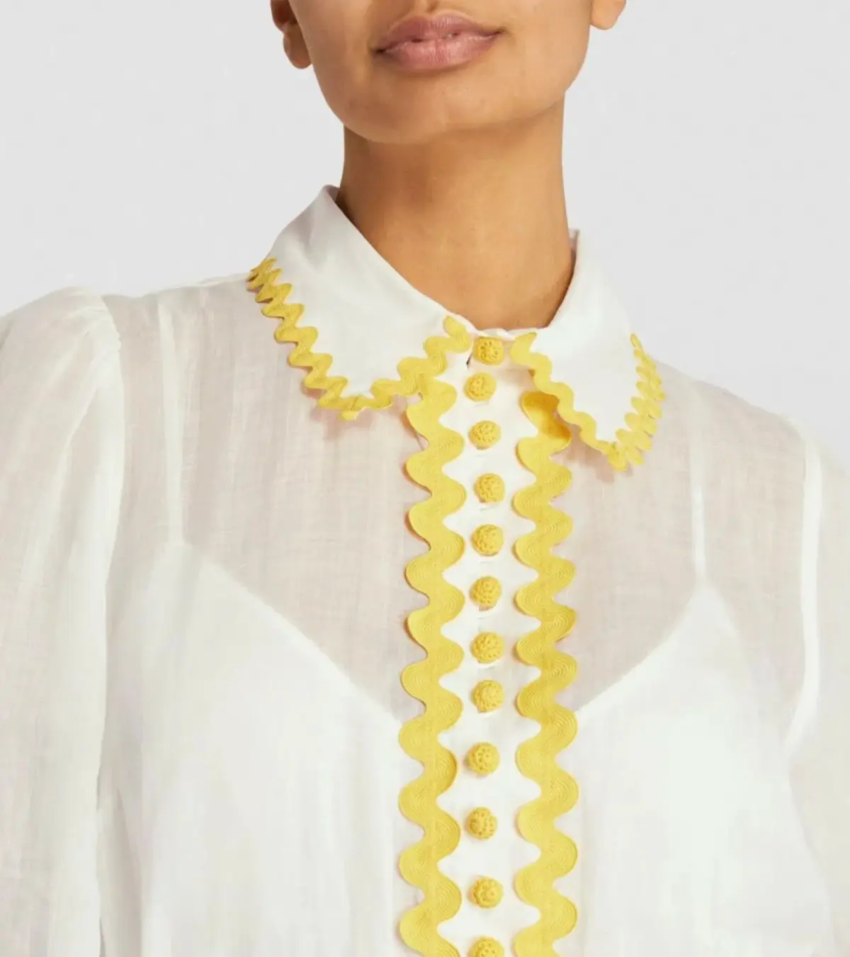 Zimmermann Cira Drop Waist Shirt Dress Ivory Yellow Size 4 / AU 16 - Image 2