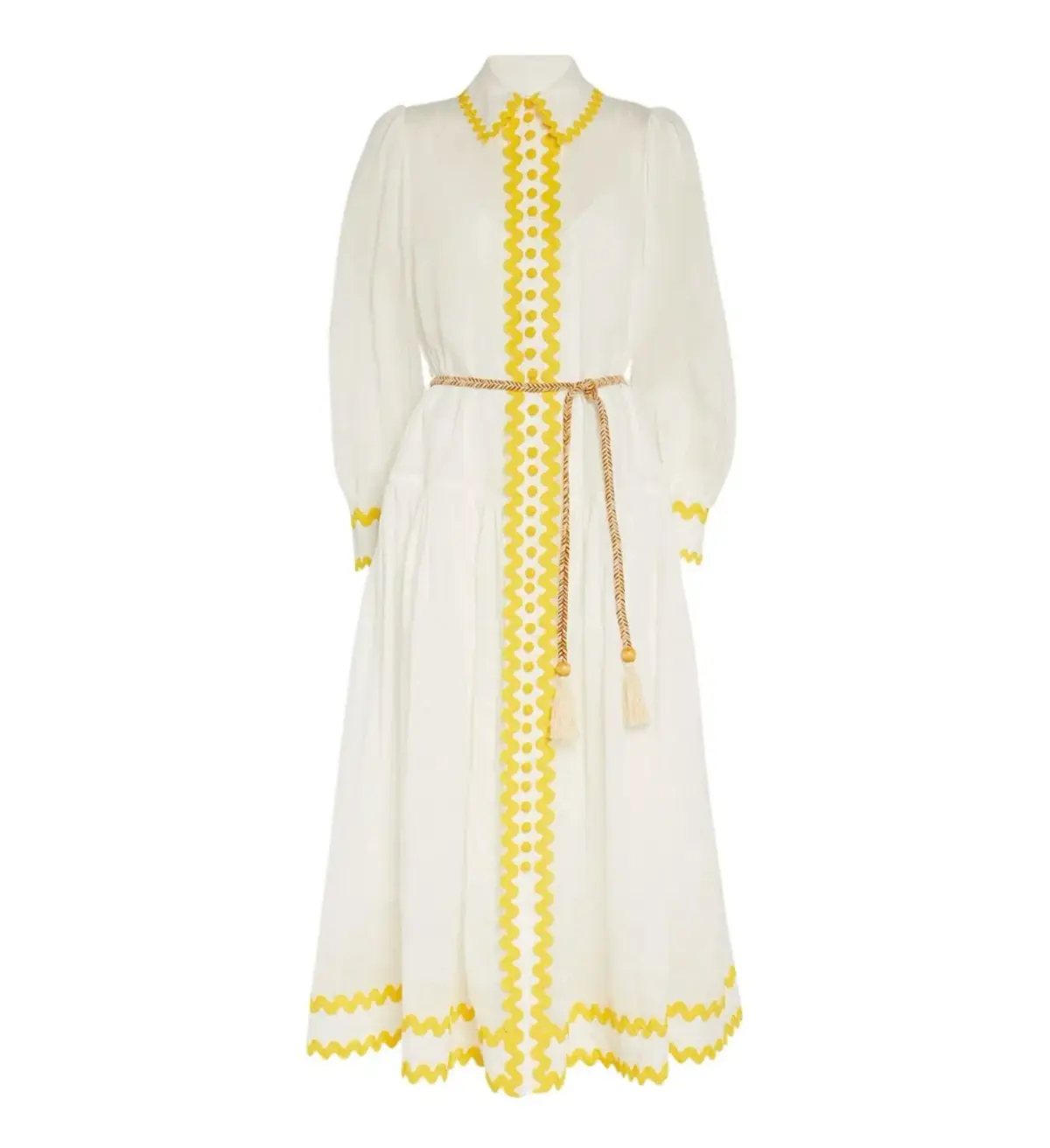 Zimmermann Cira Drop Waist Shirt Dress Ivory Yellow Size 4 / AU 16 - Image 4