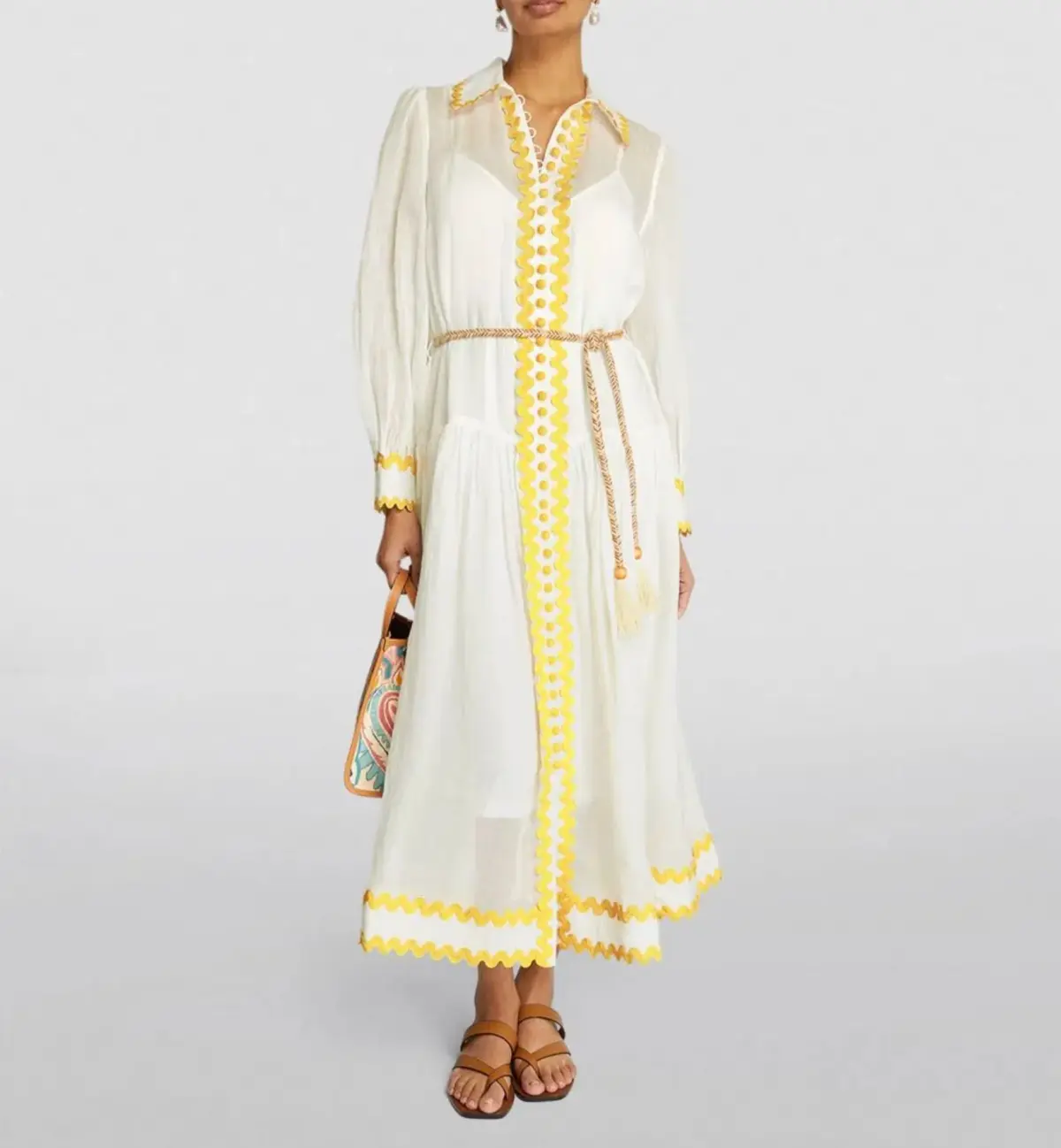 Zimmermann Cira Drop Waist Shirt Dress Ivory Yellow Size 4 / AU 16 - Image 1